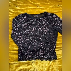 dELiA*s Black and Pink Patterned Top